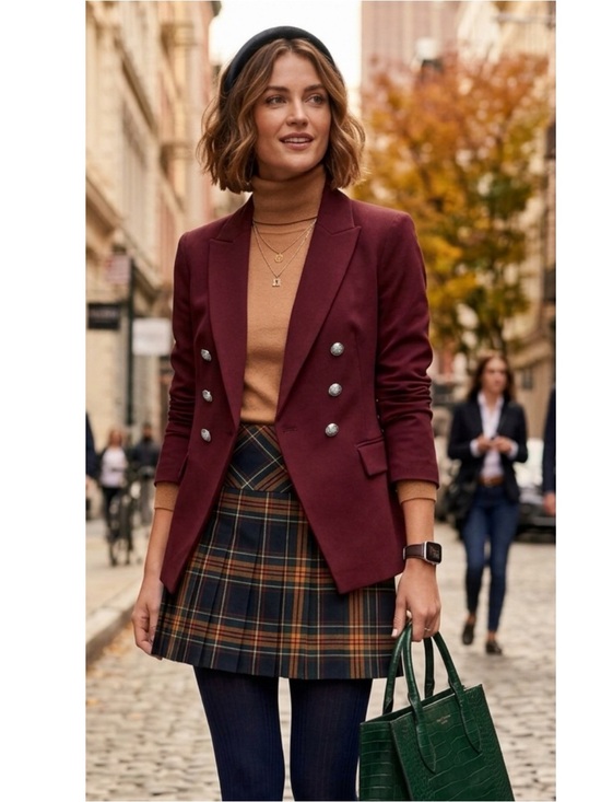 White House Black Market Jackets & Blazers - WHBM Studio Blazer Burgundy Size 8 Preppy Chic Double Breasted Jacket